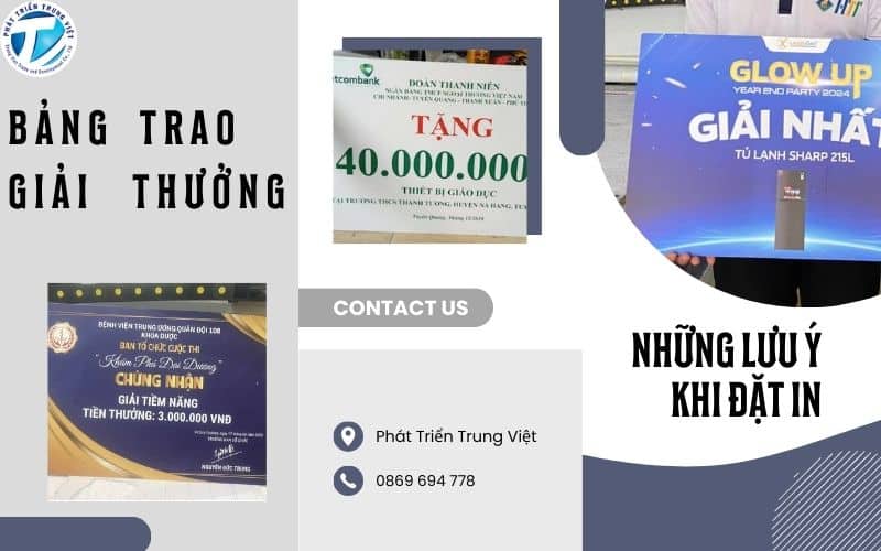 Bảng trao giải thưởng – Những lưu ý khi đặt in